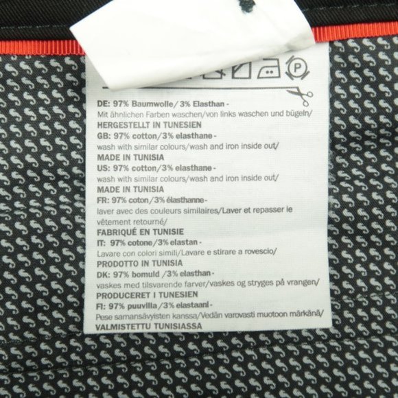 Porsche Design Slim Straight Fit Cotton Stretch Chinos Pants Black Size 34 - Picture 6 of 8